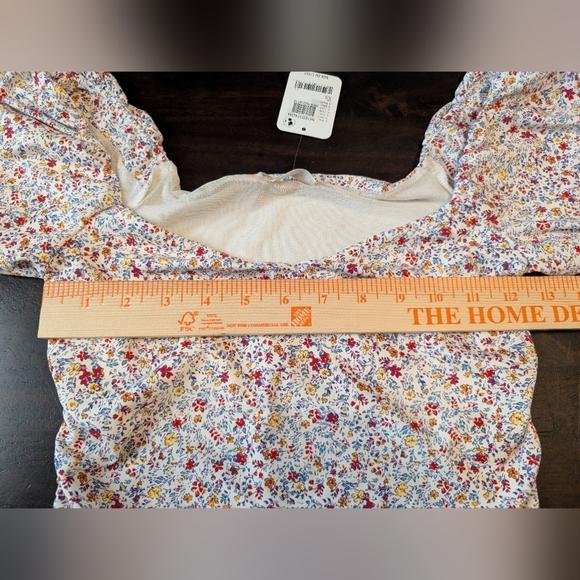 Free People Intimately Bella Floral Puff Sleeve Body Suit, XS - Picture 5 of 7